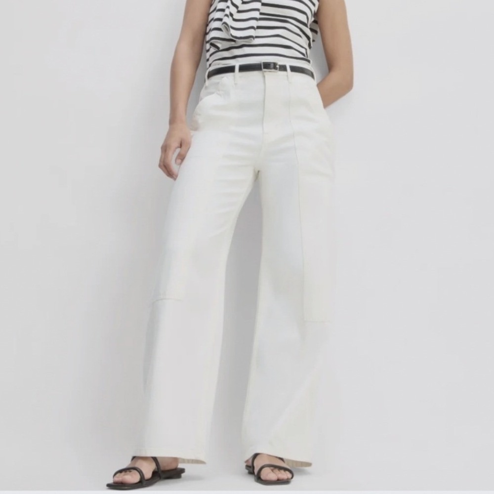 Everlane The Carpenter Jean White High Rise Wide Leg Utility Pants Size 26